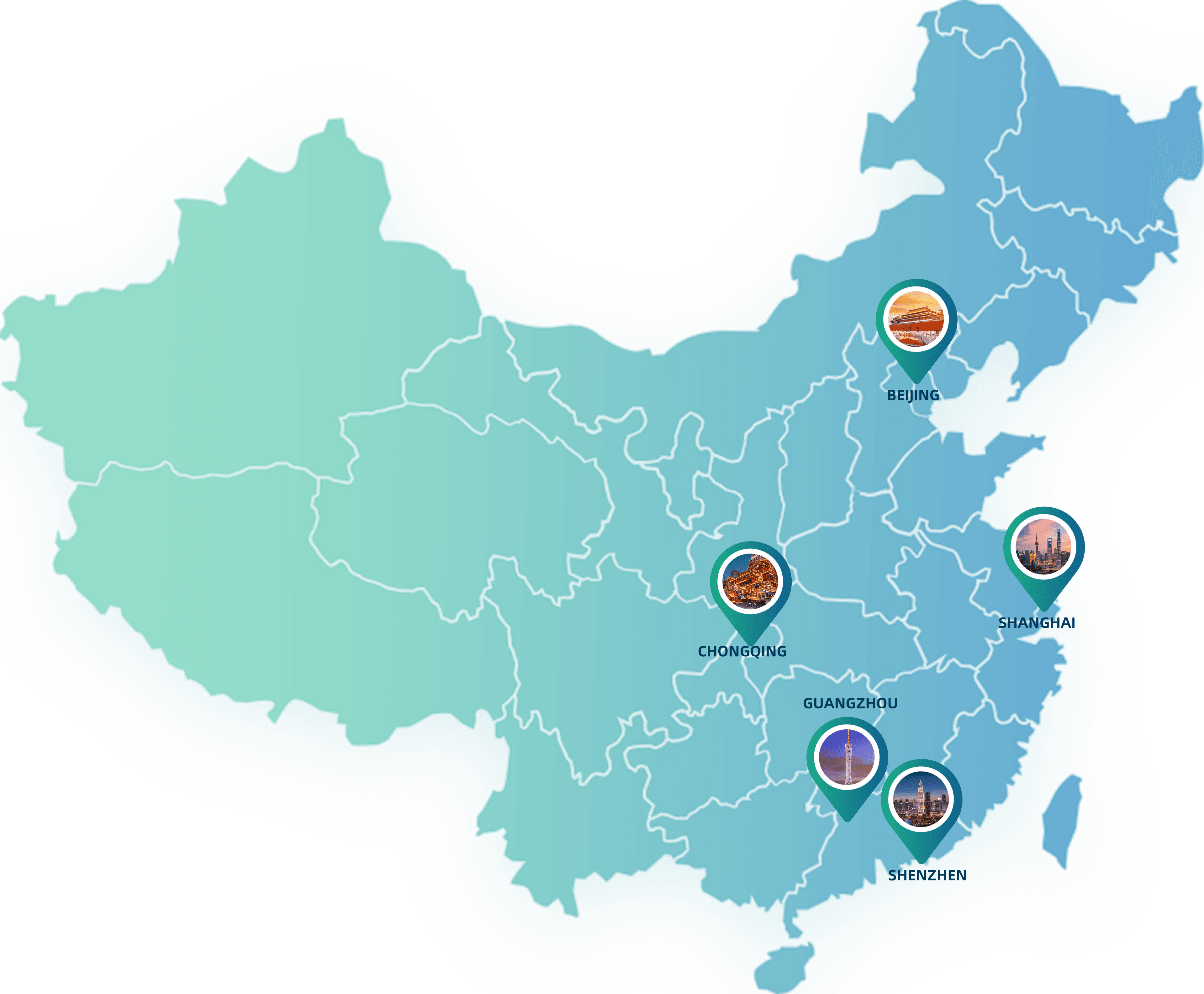 China Map with Major Medical Cities